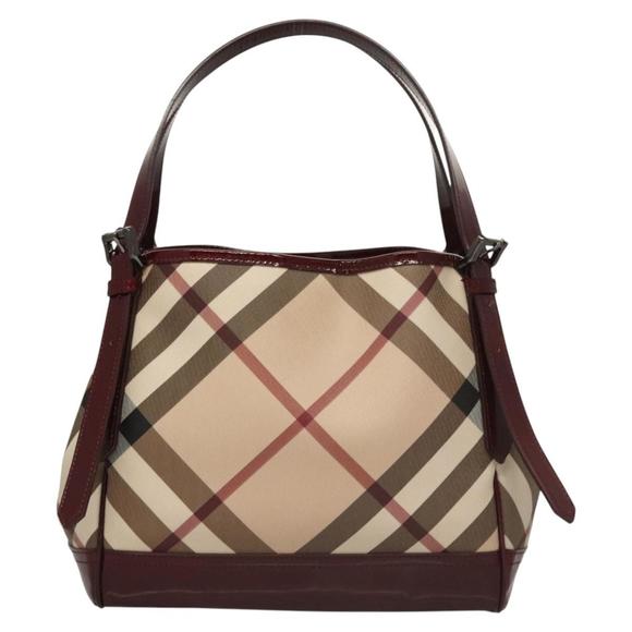 BURBERRY Nova Check Tote Bag PVC Beige Auth BD1409 - Picture 2 of 16